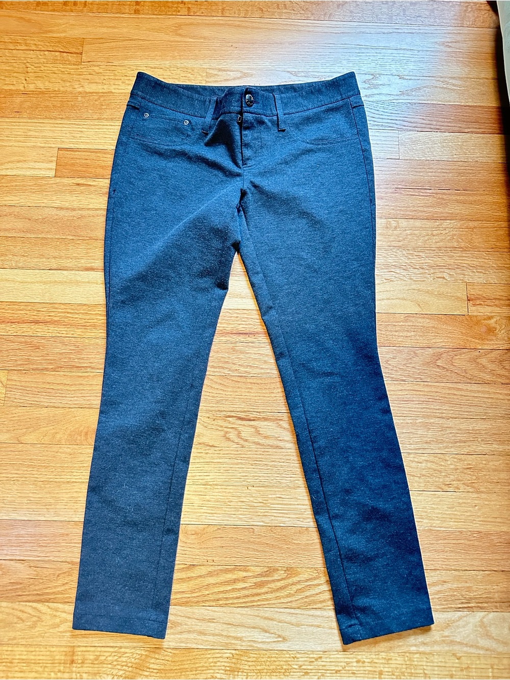 Express Dark Heather Gray Stretch Ponte Pants M Straight Leg 5 Pocket